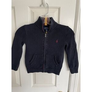 Polo Ralph Lauren Pullover Youth Boys 4T Navy Blue Quarter Zip Sweater Pony Logo